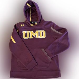 U of MN Duluth Bulldogs Hooded Under Armour Sweatshirt College NCAA - Med Maroon
